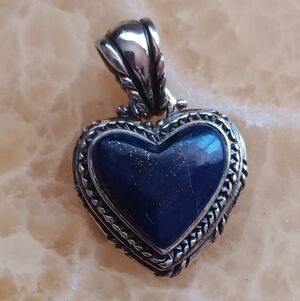 Barse Sterling Silver Lapis Heart Pendant